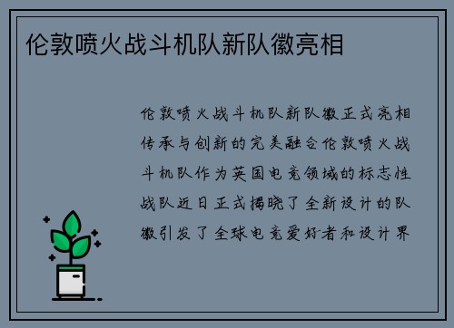 伦敦喷火战斗机队新队徽亮相