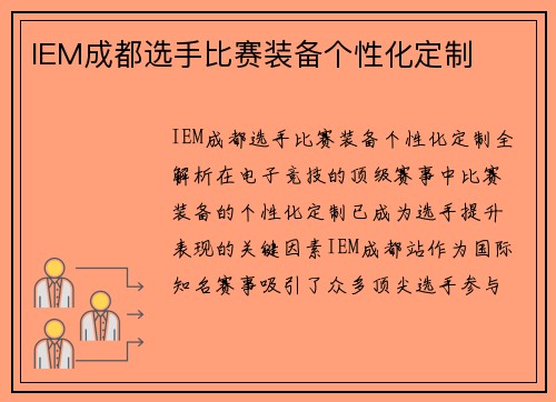 IEM成都选手比赛装备个性化定制